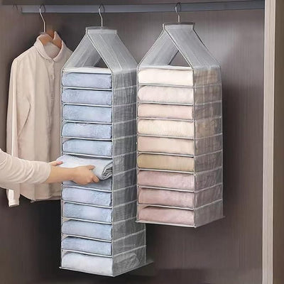 6-Slot Hanging Closet Organizer – Foldable Wardrobe Storage Shelf for Clothes & Accessories
