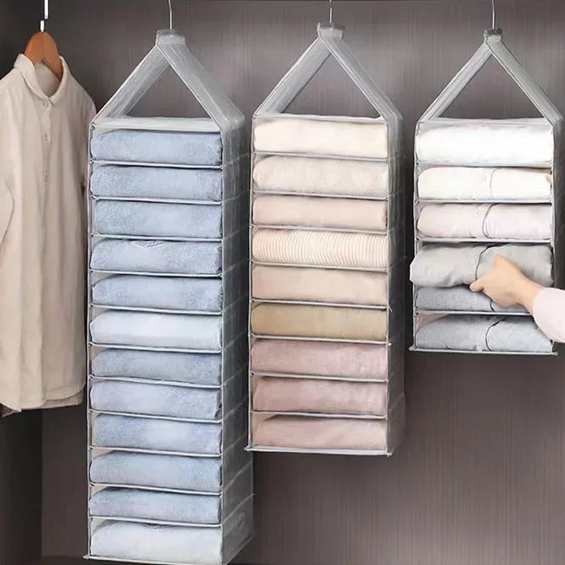 6-Slot Hanging Closet Organizer – Foldable Wardrobe Storage Shelf for Clothes & Accessories