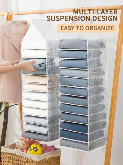 6-Slot Hanging Closet Organizer – Foldable Wardrobe Storage Shelf for Clothes & Accessories
