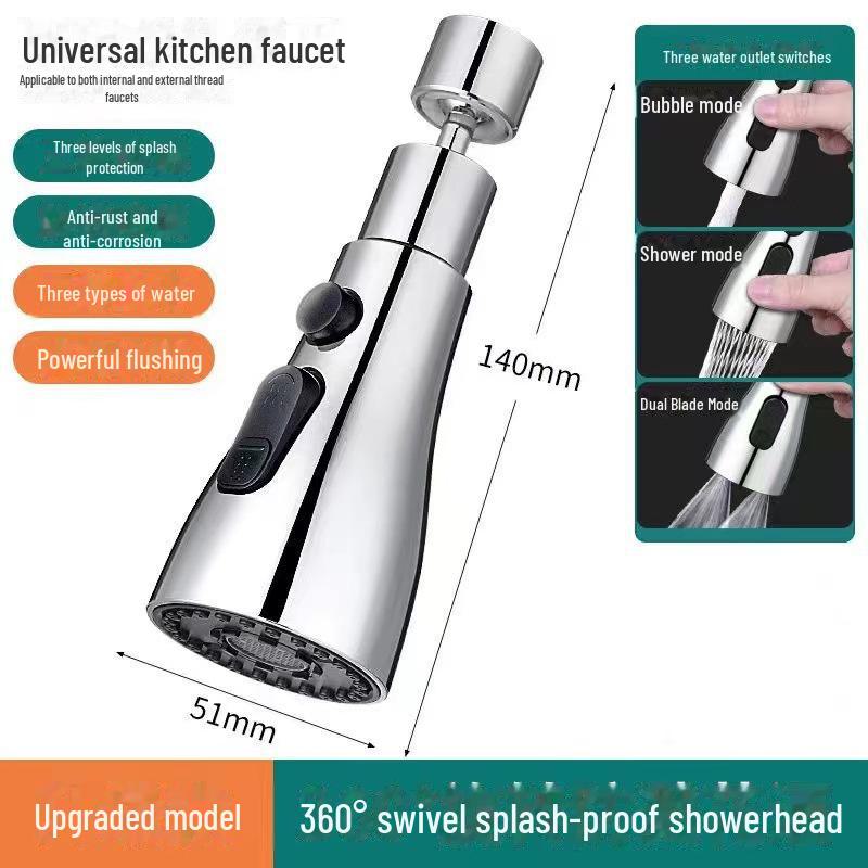 360° Rotating Kitchen Sink Faucet Sprayer – High-Pressure Water-Saving Tap Nozzle