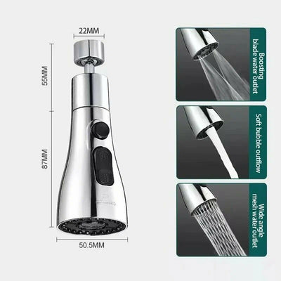 360° Rotating Kitchen Sink Faucet Sprayer – High-Pressure Water-Saving Tap Nozzle