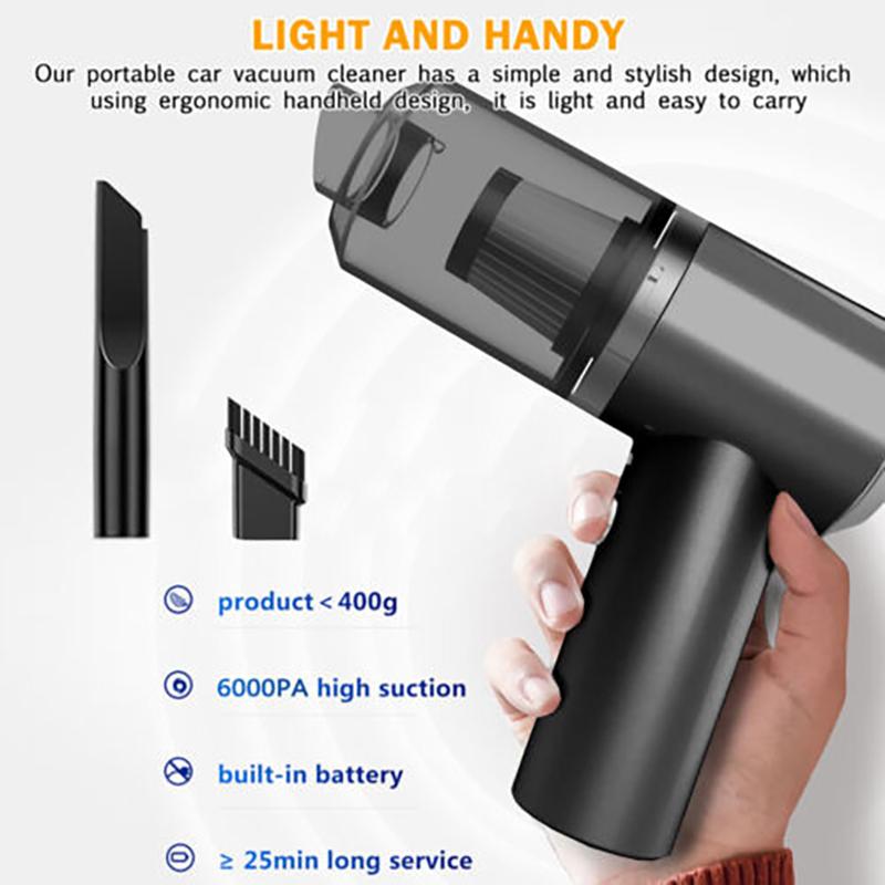 Portable Cordless Car Vacuum Cleaner – USB Rechargeable Handheld Vacuum