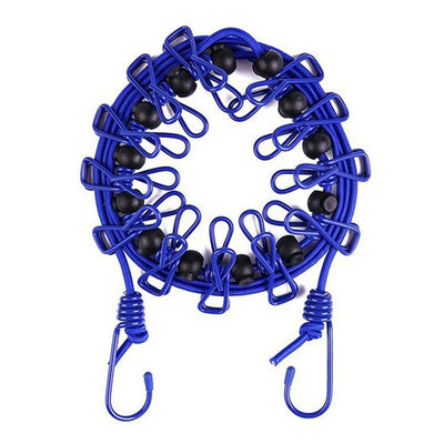 Portable Elastic Clothesline – Adjustable Travel Laundry Drying Rope with Clips