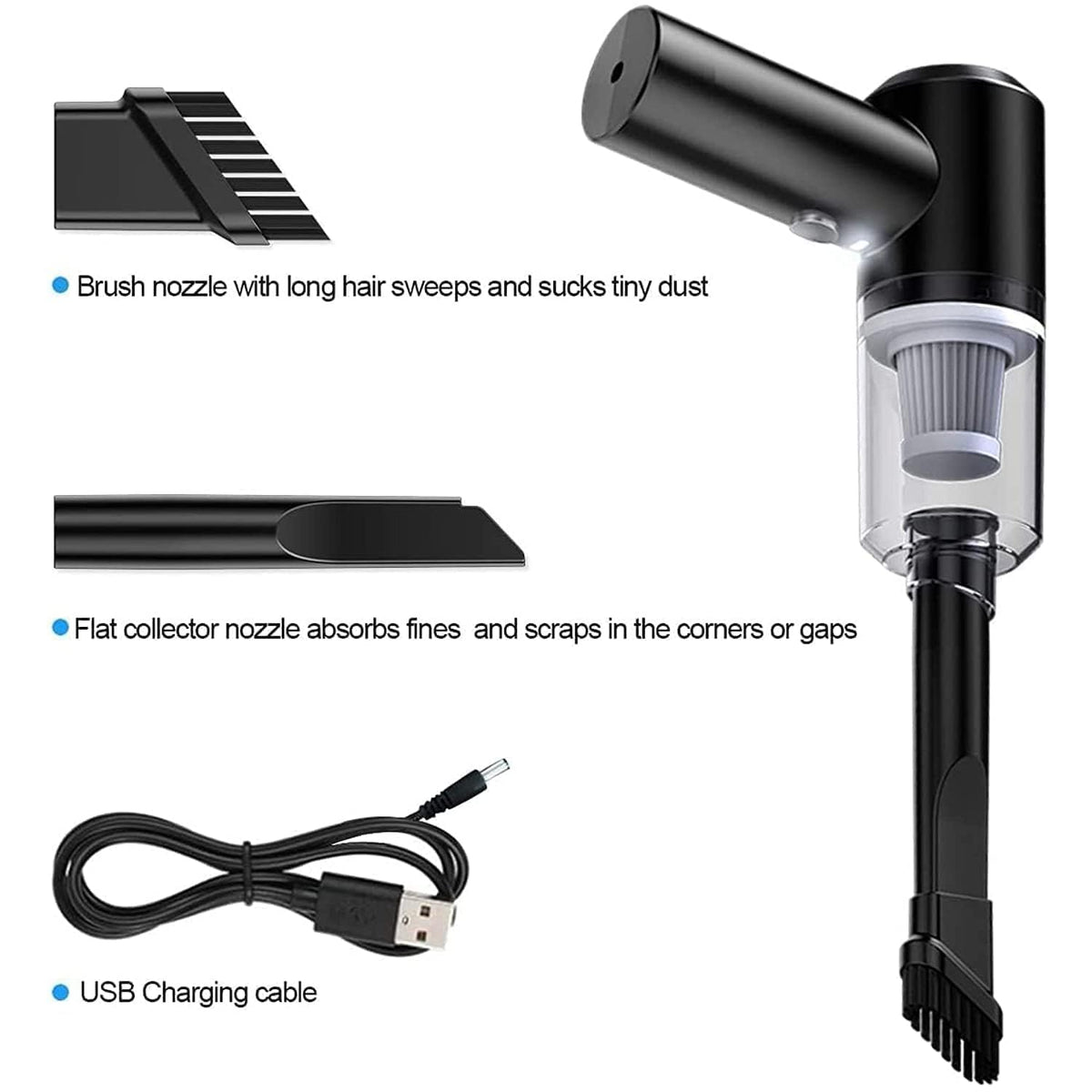 3-in-1 Portable Mini Vacuum Cleaner – Compact Handheld Dust & Debris Cleaner
