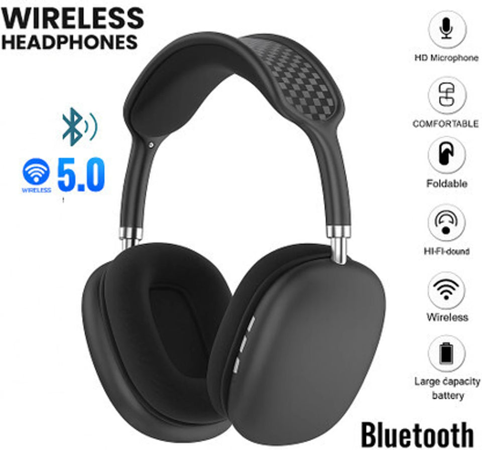 “Premium Over-Ear Bluetooth Headphones with Built-In Mic & Comfort Fit”  Highlights comfort and call feature